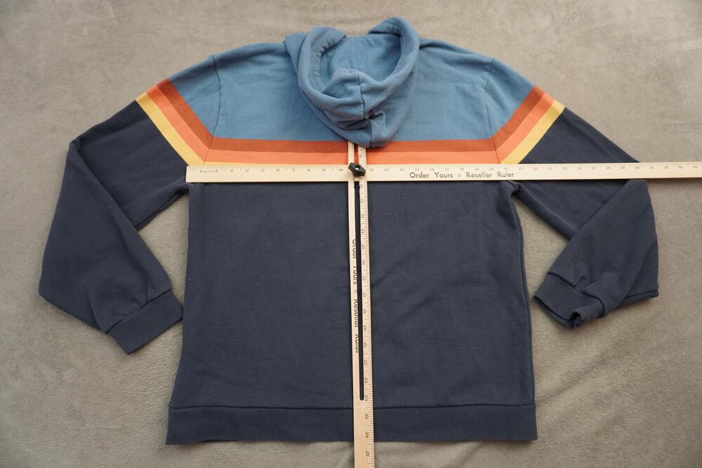 Marine Layer Hoodie Mens Large Blue Retro Stripe Pullover Fleece Kangaroo Pocket - Picture 10 of 13